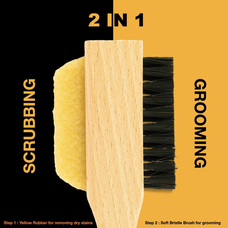 Wilkins Suede Shoe Cleaner Brush - Yellow Rubber Suede Eraser with Soft Bristle Brush for Suede Cleaner and Nubuck Brush - Image 4